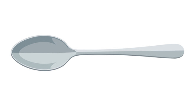 Metallic Silver Spoon Illustration Isolated on White Background for Kitchen and Dining Use