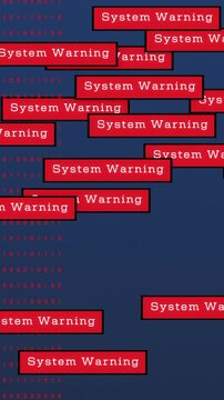 Close-up computer screen with system warning signs, cyber crime, system is hacked, unauthorizes access, virus detected. Data breach, computer attack, spyware, network security, firewall, privacy.