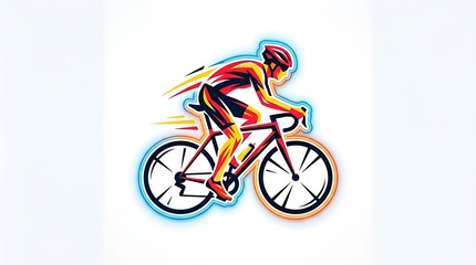 Fototapeta premium dynamic cyclist neon speed motion art for sports marketing