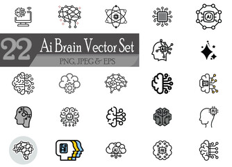 Obraz premium AI Brain Technology Symbol Pack