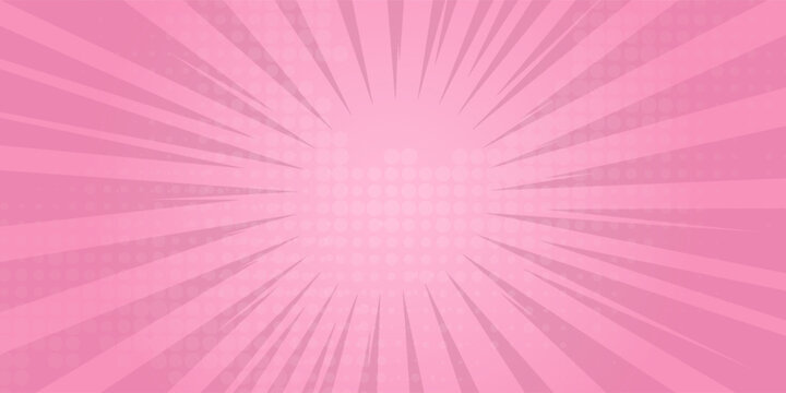 Abstract Pink rays shiny background with halftone backdrop dot cartoon sunlight frame pop nice