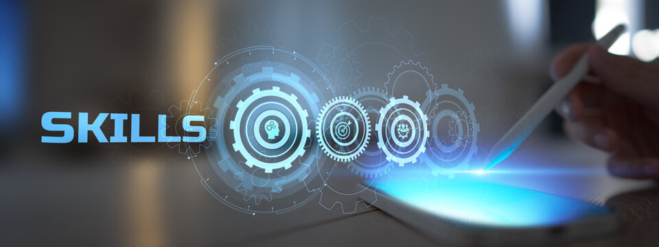 Professional Skills Development and Competency Growth Illustrated on a Digital Interface.