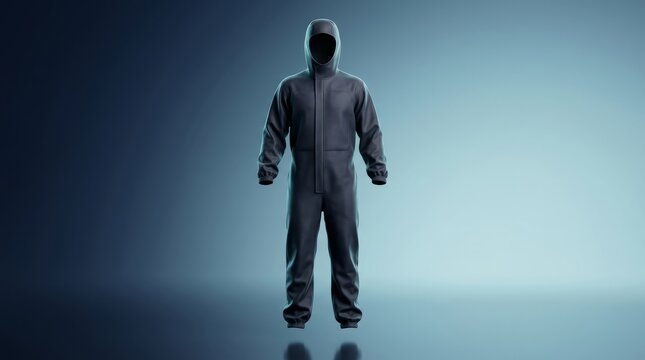 Radiation protection full body suit 3D render, radiology shielding PPE coverall visualization, nuclear medicine safety suit model, ionizing radiation protective gear