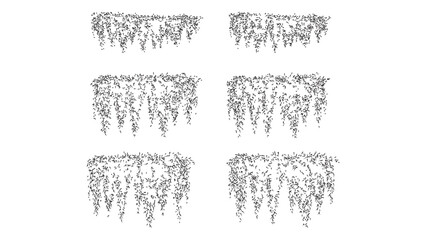 Six hanging leafy plant branch sketches isolated on a transparent background resource. © Sara Studio