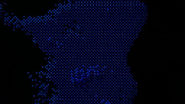 Blue 8bit Pixel Glitch Flickering on Black Background Looping Video