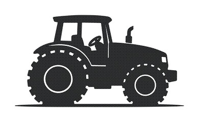 Obraz premium Black tractor silhouette vector, agricultural farm vehicle icon, heavy machinery graphic, farming equipment illustration for rural industry design.