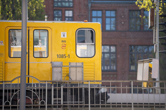 U-Bahn train, Untergrundbahn or underground railway, operated by BVG Berliner Verkehrsbetriebe, rapid transit system, public transport on April 21, 2026 in Berlin, Germany.