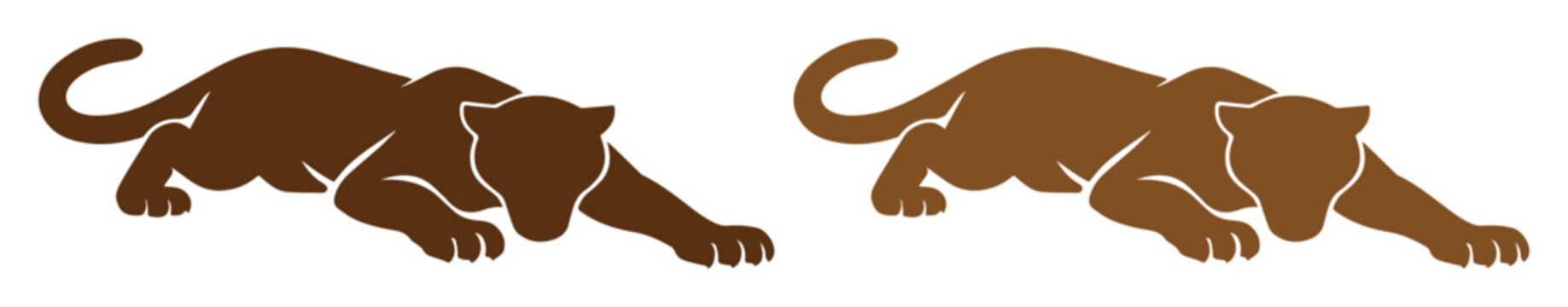 Brown Panther Vector Illustration, sleek feline predator in a stalking pose, wild animal graphic for branding and design projects, two color variations included