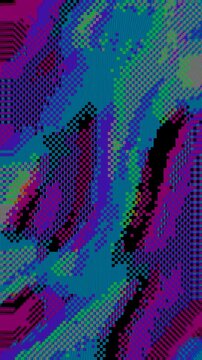 Magenta and Cyan 8-bit Pixel Sorting Animated Glitch Video Loop