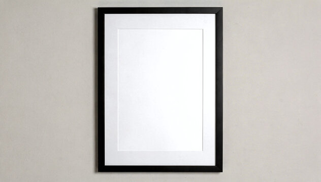 Minimalist Black Frame with White Mat on a Neutral Wall Mockup