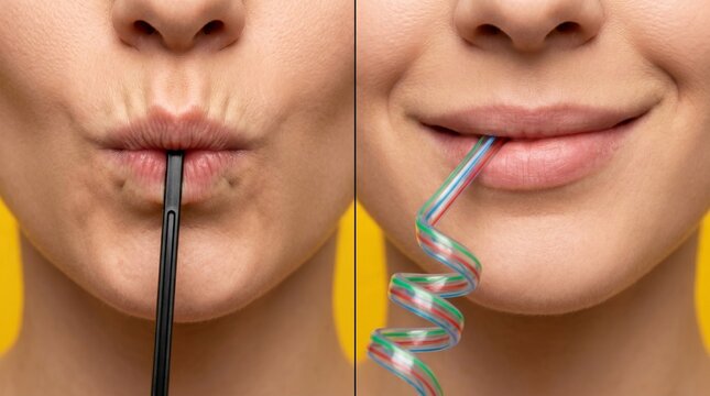 Different types of drinking straws and their effect on lips