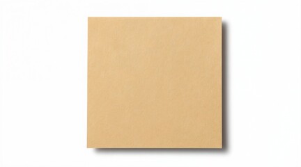 Fototapeta premium Square khaki paper note with shadow sits on white surface. Space for writing messages or ideas. Use for reminders, lists, and brainstorming.