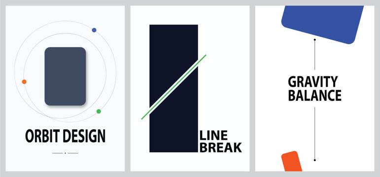 Minimalist abstract geometric orbit planet gravity balance line break poster