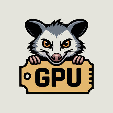 Possum Mascot Logo with GPU Price Tag Tech Icon Vector