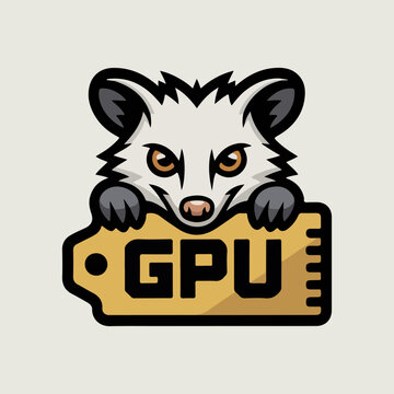 Possum Mascot Logo with GPU Price Tag Tech Icon Vector