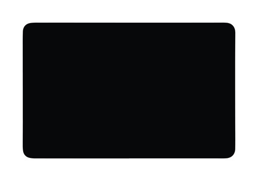 Sleek black rectangular shape with rounded corners, a modern minimalist design element. Versatile dark graphic resource for backgrounds, overlays, or digital interface components.