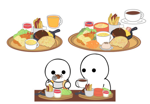 Kids' meal ,Kids' meal for adult and the family eats it