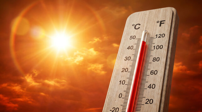 Extreme summer heat heatwave thermometer sun climate weather temperature hot summer extreme heat. Heat wave extreme summer, sun high temperature hot weather, global warming, heat stroke