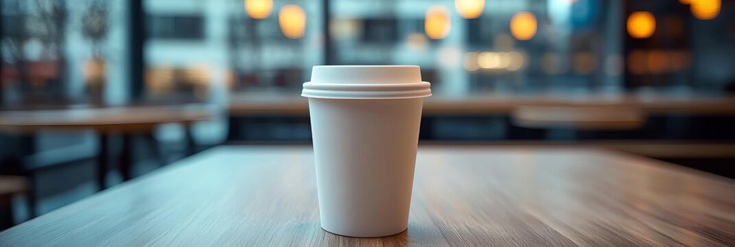 A Minimalist Coffee Cup on a Rustic Wooden Surface, Emphasizing Simplicity in Cafe Culture
