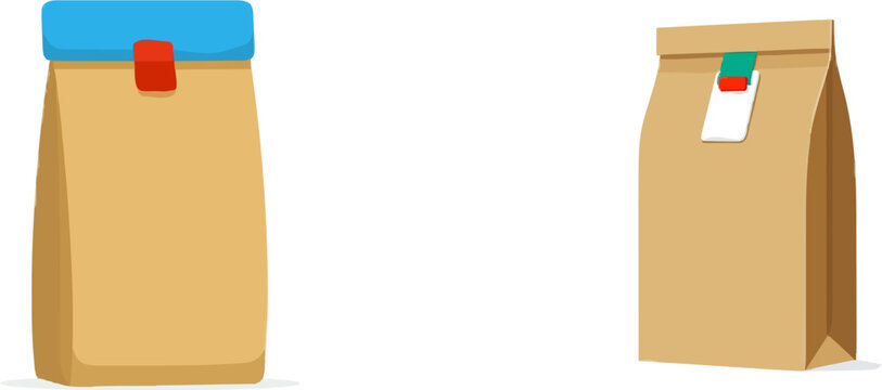 A kraft paper bread bag features gusseted sides, is flat when closed with a plastic clip at the top, and has a red clip on it
