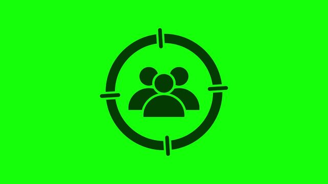 Looping target audience person animation icon with rotating focus lines marketing segmentation user targeting concept for business and analytic