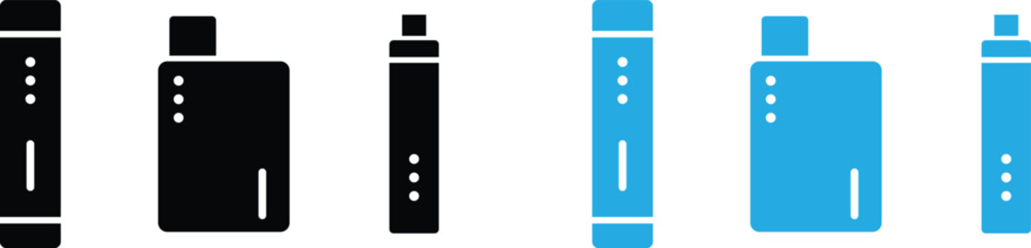 Modern vape device silhouettes in minimalist flat design