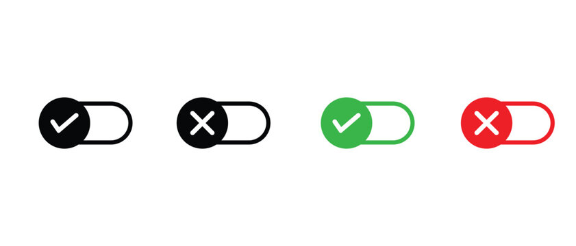Toggle buttons with check and cross symbols