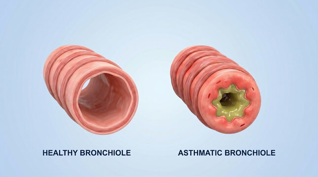 Healthy vs Asthmatic Bronchiole Lung Airway Inflammation