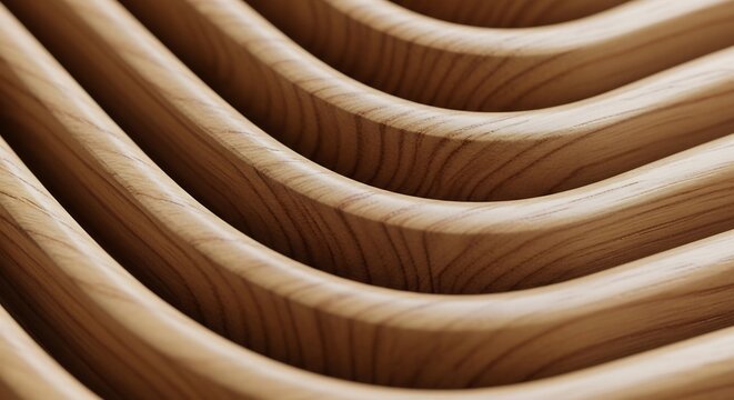 Close-up of Curved Wooden Slats Creating a Textured Background.