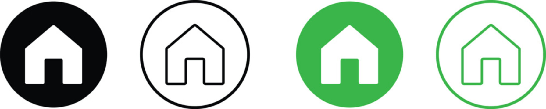 Set of house icons in circles