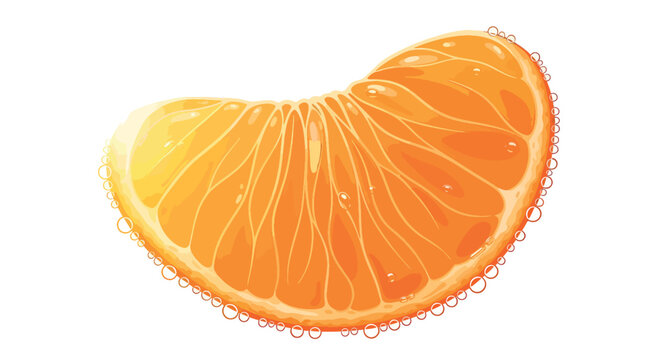 Single peeled tangerine segment isolated on a pure white background. Detailed vector illustration of a fresh citrus fruit wedge with vibrant orange pulp and natural texture.