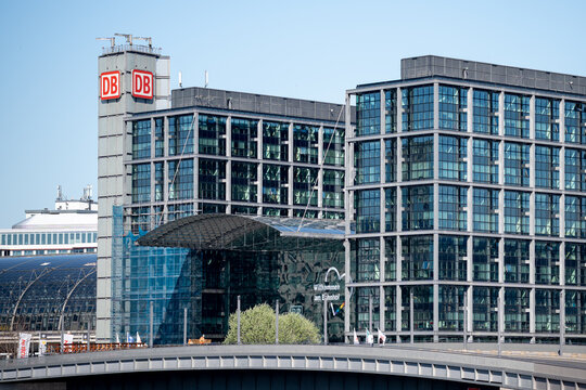 Berlin Hauptbahnhof main railway station building. The central train station hub of the capital city of Berlin on April 21, 2026 in Berlin, Germany.