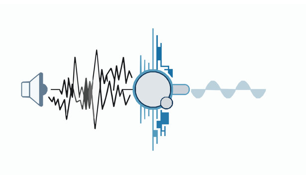 Active Noise Cancellation System Icon with Sound Wave Reduction Technology Vector Illustration