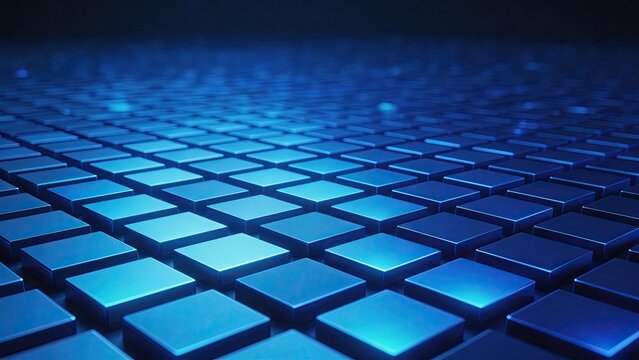 Abstract 3D blue cube grid pattern digital technology background glowing geometric tiles futuristic data surface modern cyber texture virtual reality concept seamless loop
