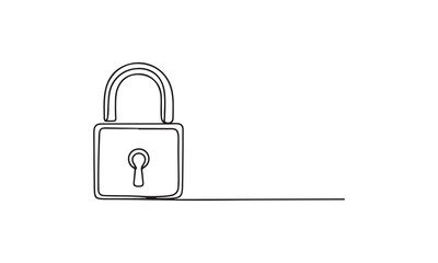 Minimalist Padlock Line Drawing Representing Security, Privacy Protection, Data Safety, Lock System, Cybersecurity Concept for Digital and Physical Access Control Design © KDP Coloring Pages