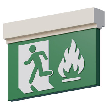 Emergency exit sign fire doorway 3d for quick evacuation awareness planning and safety guidance