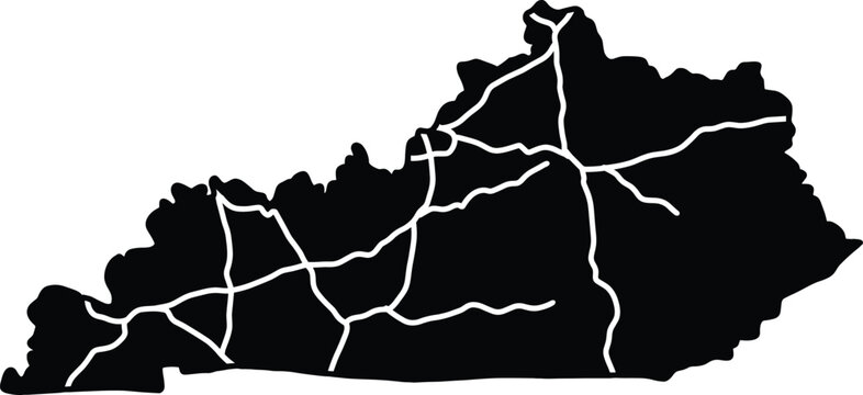 Kentucky State Map with Main Highways and Interstate Road Network