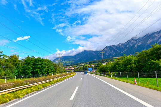 Autobahn A13 Ausfahrt Chur-Nord (Graub&uuml;nden, Schweiz)