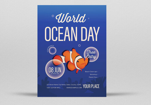 Blue and Orange Quirky World Ocean Day Flyer