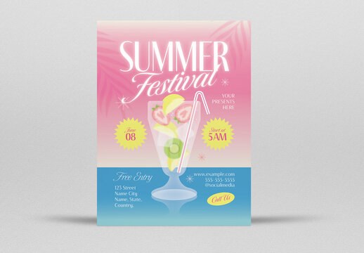 Pink and Blue Y2K Summer Festival Flyer