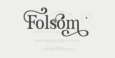 Folsom, Elegant alphabet beauty logo font. Classic Modern luxury Serif Minimal Fashion. Typography decoration logotype fonts, wedding, logos.  © Twinkle 