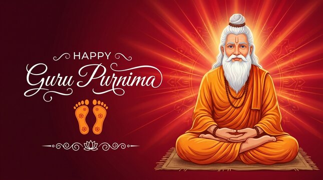 happy guru Purnima Indian Festival honoring of spiritual teacher vector poster