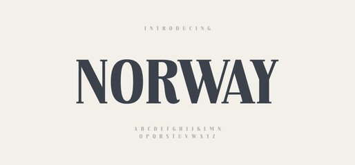 Norway, luxury elegant alphabet letters and numbers. Elegant wedding typography classic serif font decorative vintage retro. Creative vector illustration © Twinkle 