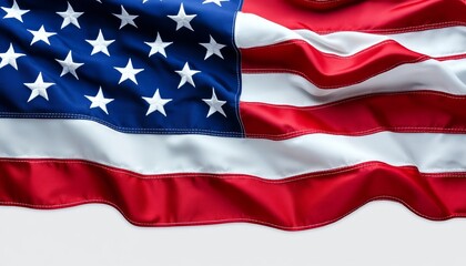 Fototapeta premium Patriotic American Icon, Waving Flag with Vibrant Stripes and Stars, Festive USA Image
