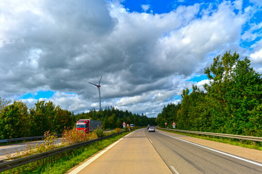 Autobahn A7 bei Fichtenau (Ostalbkreis)
