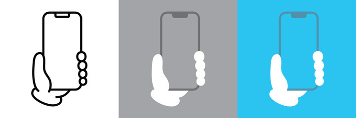 シンプルな手に持ったスマホアイコン © WAWAWA