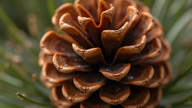 Patterned symmetry in pine cones. The geometric design of pine cones. Nature's art in seed dispersal. Understanding the Fibonacci sequence in pine cones.