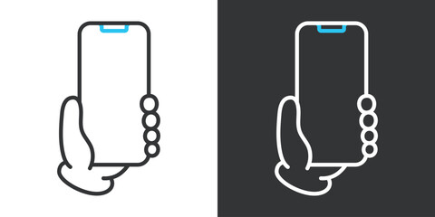 シンプルな手に持ったスマホアイコン © WAWAWA