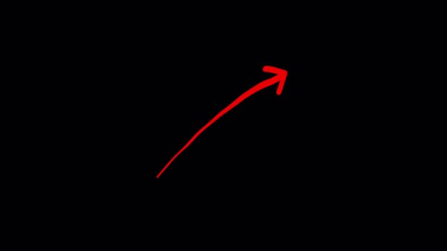Doodle Red brush arrow curving up animation