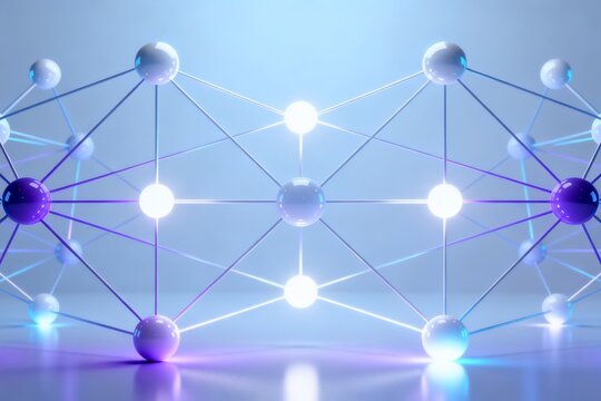 Abstract network of glowing spheres